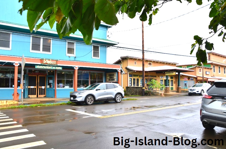 More of downtown Hawi, including Bamboo Restaurant and Bar.